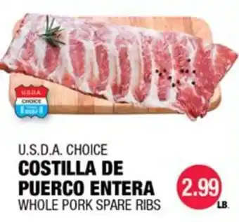 U.S.D.A. Choice Whole Pork Spare Ribs