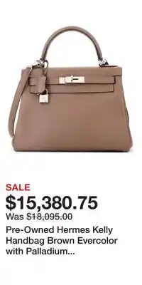 Nordstrom Pre-Owned Hermes Kelly Handbag Brown Evercolor with Palladium Hardware 28 offer