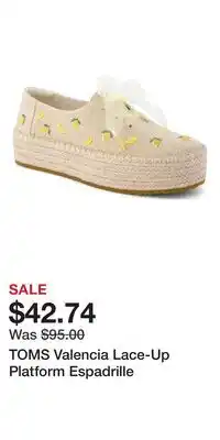 Nordstrom TOMS Valencia Lace-Up Platform Espadrille offer