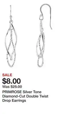Kohl's PRIMROSE Silver Tone Diamond-Cut Double Twist Drop Earrings offer