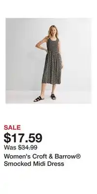 Kohl's Women's Croft & Barrow Smocked Midi Dress offer