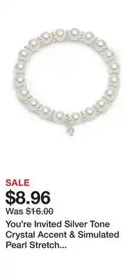 Kohl's You're Invited Silver Tone Crystal Accent & Simulated Pearl Stretch Bracelet offer