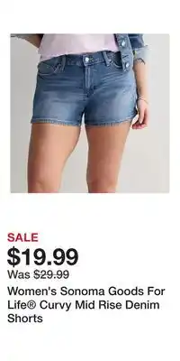 Kohl's Women's Sonoma Goods For Life Curvy Mid Rise Denim Shorts offer