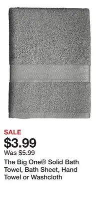Kohl's The Big One Solid Bath Towel, Bath Sheet, Hand Towel or Washcloth offer