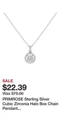 Kohl's PRIMROSE Sterling Silver Cubic Zirconia Halo Box Chain Pendant Necklace offer