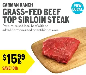 Carman Ranch Grass-Fed Beef Top Sirloin Steak