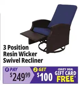 Ocean State Job Lot 3 Position Resin Wicker Swivel Recliner offer