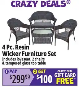 Ocean State Job Lot 4 Pc. Resin Wicker Furniture Set offer