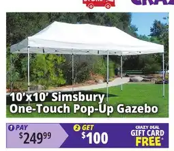 Ocean State Job Lot Simsbury 10' x 20' One-Touch Pop-Up Gazebo offer