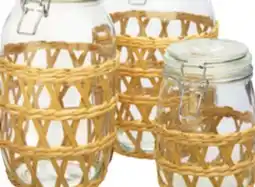 Ocean State Job Lot Glass Storage Jars Flip-Top With Straw Wrap offer