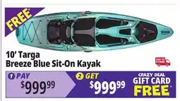 Ocean State Job Lot 10' Targa Breeze Blue Sit-On Kayak offer