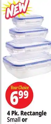 Ocean State Job Lot Airtight Latch Lid Plastic Food Containers 4 Pk. Rectangle offer