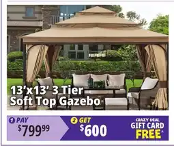 Ocean State Job Lot 13' x 13' Soft Top Gazebo with Netting and Curtains Brown offer