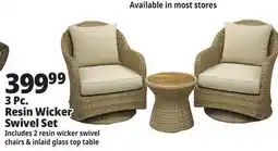 Ocean State Job Lot 3 Pc. Resin Wicker Swivel Set offer