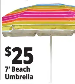 Ocean State Job Lot 7' Fiberglass Tilting Beach Umbrella offer