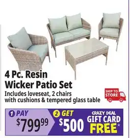 Ocean State Job Lot 4 Pc. Resin Wicker Patio Set offer