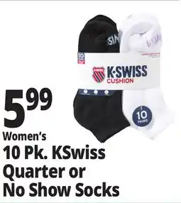 Ocean State Job Lot Women's 10 Pk. KSwiss Quarter or No Show Socks offer
