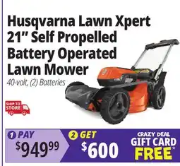 Ocean State Job Lot Husqvarna Lawn Xpert 21 Self Propelled Battery Operated Lawn Mower offer