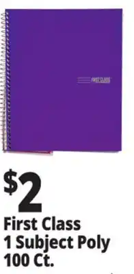 Ocean State Job Lot First Class 1 Subject College Ruled Spiral Notebook 100 Sheets offer