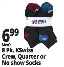 Ocean State Job Lot Men's 8 Pk. KSwiss Crew, Quarter or No show Socks offer