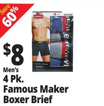 Ocean State Job Lot Men's 4 Pk. Famous Maker Boxer Brief offer