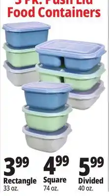 Ocean State Job Lot 3 PK. Push Lid Food Containers offer