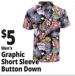 Ocean State Job Lot Men's Graphic Short Sleeve Button Down offer