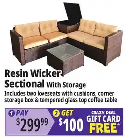 Ocean State Job Lot Resin Wicker Sectional With Storage offer