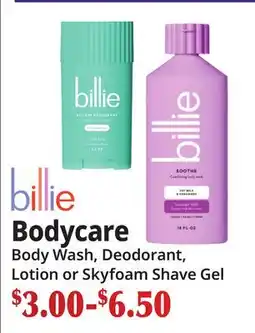 Ocean State Job Lot Billie Body Wash, Deodorant, Lotion or Skyfoam Shave Gel offer