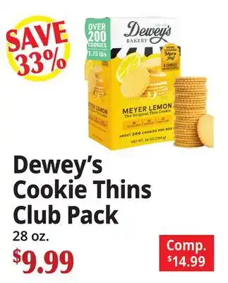 Ocean State Job Lot Dewey's Cookie Thins Club Pack offer