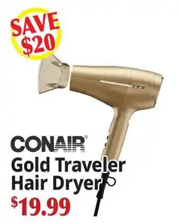 Ocean State Job Lot CONAIR Gold Traveler Hair Dryer offer