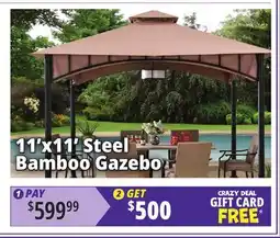 Ocean State Job Lot 11' x 11' Steel Bamboo Gazebo offer