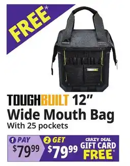 Ocean State Job Lot TOUGHBUILT 12 Wide Mouth Bag offer