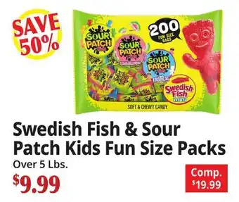 Ocean State Job Lot Swedish Fish & Sour Patch Kids Fun Size Packs offer