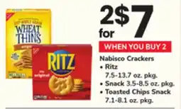 ACME Nabisco Crackers Ritz 7.5-13.7 oz. pkg. Snack 3.5-8.5 oz. pkg. Toasted Chips Snack 7.1-8.1 oz. pkg offer