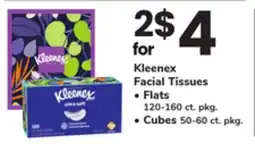 ACME Kleenex Facial Tissues Flats 120-160 ct. pkg. Cubes 50-60 ct. pkg offer