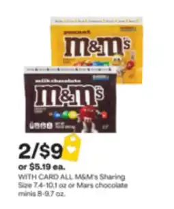 CVS ALL M&M's Sharing Size 7.4-10.1 oz or Mars chocolate minis 8-9.7 oz offer