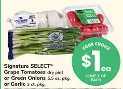 ACME Signature SELECT Grape Tomatoes dry pint or Green Onions 5.5 oz. pkg. or Garlic 3 ct. pkg offer