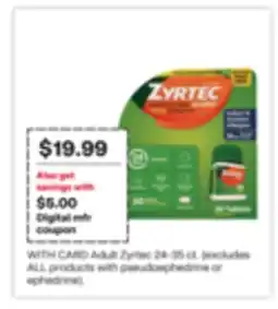 CVS Adult Zyrtec 24-35 ct. (excludes ALL products with pseudoephedrine or ephedrine) offer