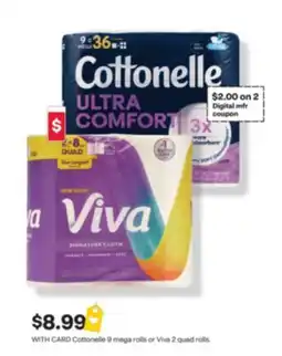 CVS Cottonelle 9 mega rolls or Viva 2 quad rolls offer