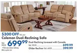 Boscov's Coleman Dual-Reclining Sofa offer