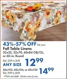 Boscov's Fall Table Linens offer