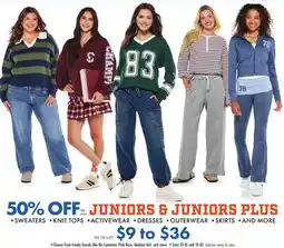 Boscov's JUNIORS & JUNIORS PLUS offer