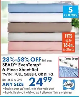 Boscov's SEALY EvenTemp 6-Piece Sheet Set offer