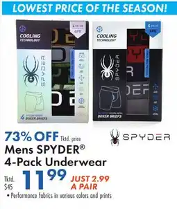 Boscov's Mens SPYDER 4-Pack Underwear offer