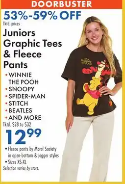 Boscov's Juniors Graphic Tees & Fleece Pants offer