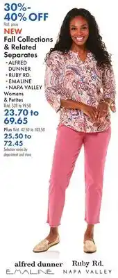 Boscov's NEW Alfred Collections & Related Separates offer