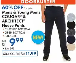 Boscov's Mens & Young Mens COUGAR & ARCHITECT Fleece Pants offer