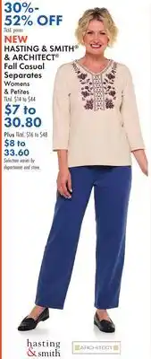 Boscov's NEW HASTING & SMITH & ARCHITECT Fall Casual Separates offer