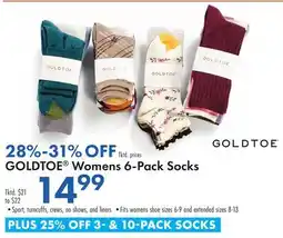 Boscov's GOLDTOE Womens 6-Pack Socks offer